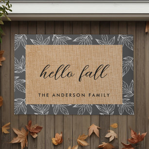 Ländliche Foliage-Hallo-Herbst-Familienname Fußmatte