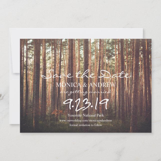 Ländliche Forest Tree Save-the-Date-Einladung Einladung (Vorderseite)