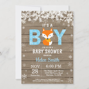 Ländliche Fuchs Winter Junge Baby Shower Einladung