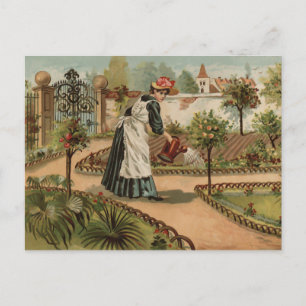 Ländliche Gartenszene im Vintage-Stil Postkarte