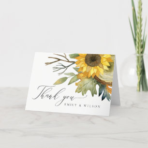 LÄNDLICHE GELBE SONNENBLUMEN BLUMEN WATERCOLOR HOC DANKESKARTE