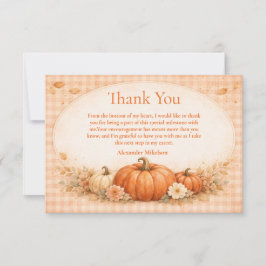 Ländliche Gingham-Kürbis-Herbst-Abschlussfeier Dankeskarte