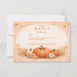 Ländliche Gingham-Kürbis-Herbst-Abschlussfeier RSVP Karte