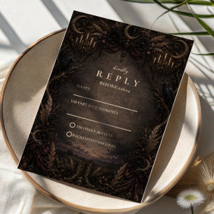 Ländliche Gothic-Hochzeit im Country-Stil RSVP Karte