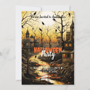 Ländliche Halloween-Party im Dorf bei Sonnenunterg Einladung
