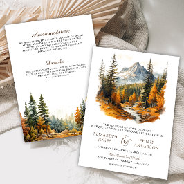Ländliche Herbst-Bergwald-Hochzeit Einladung