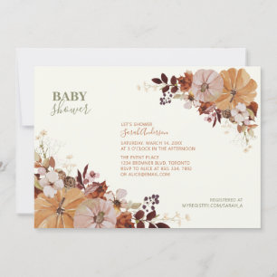 Ländliche Herbst-Blumen-Baby-Shower-Einladung Einladung