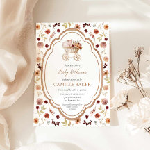 Ländliche Herbst-Blumen-Bordeaux-Baby-Shower-Einla