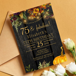 Ländliche Herbst-Blumen-Holz 75 fabelhafte Jahre G Einladung