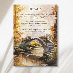 Ländliche Herbst-Steinbrücke-Fluss-Hochzeitsdetail Begleitkarte