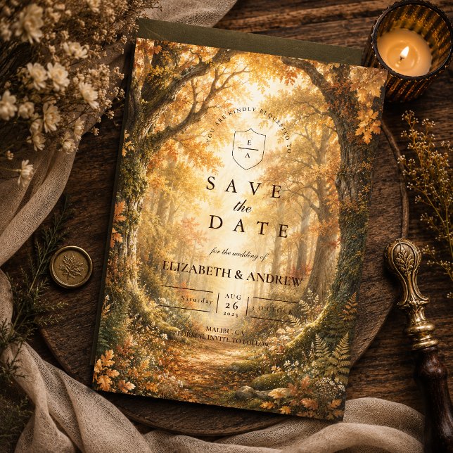 Ländliche Herbst-Wald-Hochzeit Save The Date (Von Creator hochgeladen)