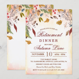 Ländliche Herbstblätter Ruhestands-Dinner-Einladun Einladung