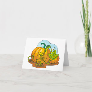 Ländliche Herbstkürbisse und Blätter Karte