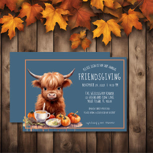 Ländliche Highland-Kuh-Friendsgiving-Einladung Einladung
