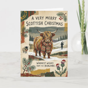 Ländliche Highland-Kuh schottische Weihnachtskarte Karte