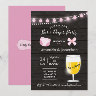 Ländliche Hinterhof-Bier-und-Windel-Baby-Party für Einladung