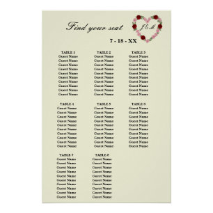 Ländliche Hochzeit 8 Tische Poster