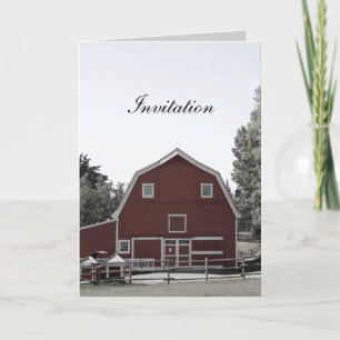 ländliche Hochzeit auf dem Bauernhof, rote Scheune Einladung