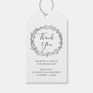 Ländliche Hochzeit Danke. Einfache botanische Land Geschenkanhänger