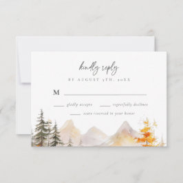 Ländliche Hochzeit im Herbst im Kiefernwald der Be RSVP Karte