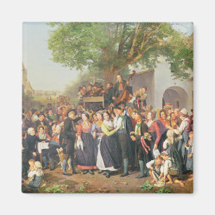 Ländliche Hochzeit in Niederösterreich (Öl auf Magnet