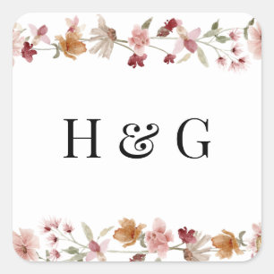 Ländliche Hochzeit Quadratischer Aufkleber