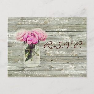 ländliche Hochzeits-RSVP-Rosen-Mason-Glas Einladungspostkarte
