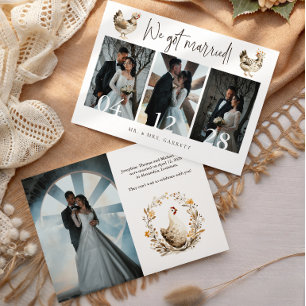 Ländliche Hochzeitsankündigung mit mehreren Fotos Einladung