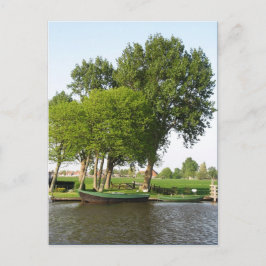 Ländliche holländische Szene Rowboat in Canal Post Postkarte