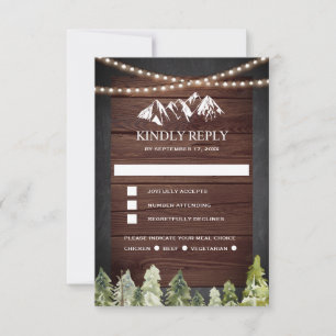 Ländliche Holz-Bergwald-Hochzeit RSVP Karte