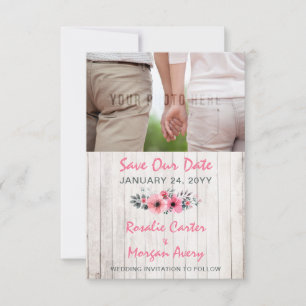 Ländliche Holz-Blumen-Landhochzeit - Termin vormer Save The Date