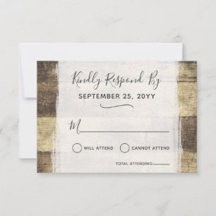 Ländliche Holz-Retro-Landhochzeit auf dem Bauernho RSVP Karte