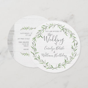 Ländliche Holz- und botanische Blätter Hochzeitsei Einladung