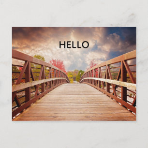 Ländliche Holzbrücke auf dem Land Hallo Postkarte