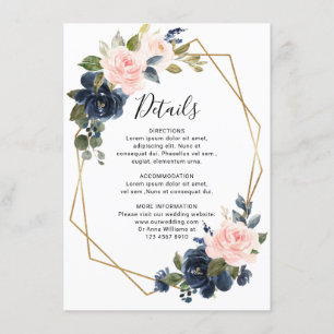 Ländliche Holze Navy Blau Blush Rosa Geometrische  Begleitkarte