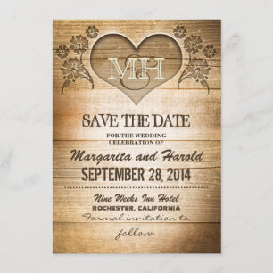 ländliche hölzerne Save-the-Date-Karten im Landhau Save The Date