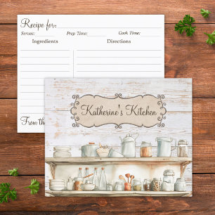 Ländliche Holzfarmhaus-Küchenfamilien-Rezeptkarte