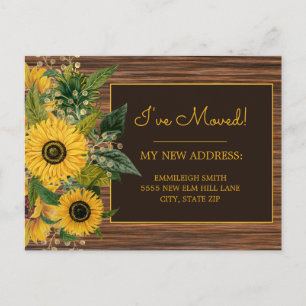 Ländliche Holzgelbe Sonnenblumen ändern Adresse Postkarte