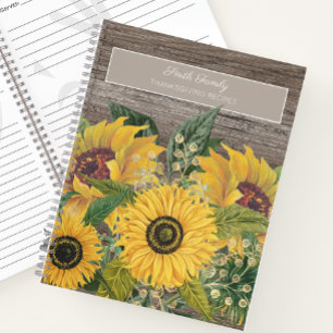 Ländliche Holzgelbe Sonnenblumen Thanksgiving-Reze Notizbuch