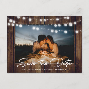 Ländliche Holzhochzeit Foto Save The Date Ankündigungspostkarte