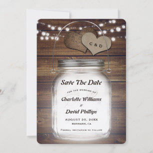 Ländliche Holzlichter Mason Jar Hochzeit Save The Date