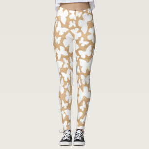Ländliche Holzstruktur mit Schmetterlingsmuster Leggings