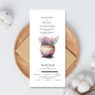 Ländliche Hütte Lila Lavendel Hochzeit All In One Einladung
