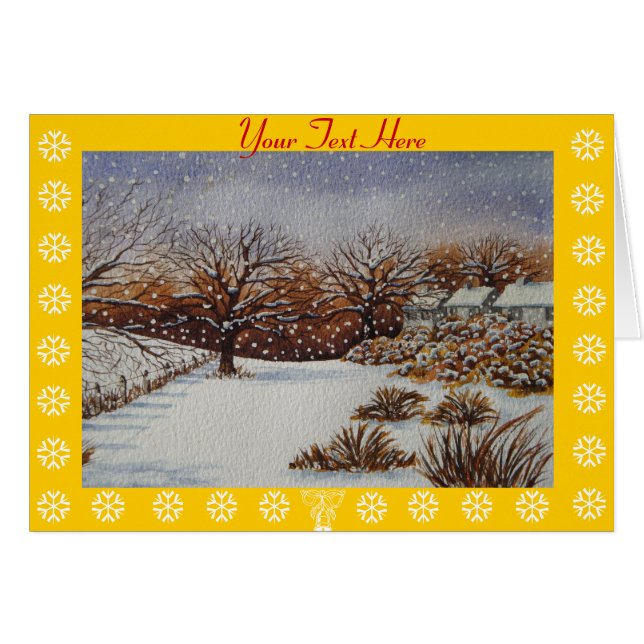 ländliche Hütten Schneeszene bei Weihnachten (Vorderseite (Horizontal))