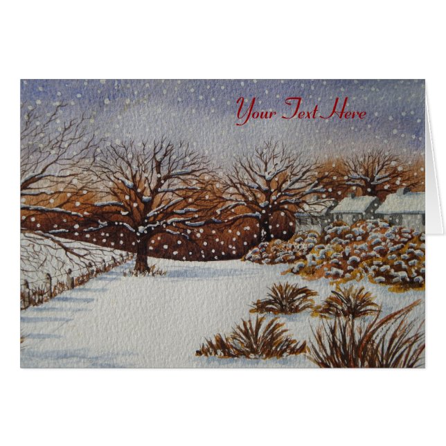 ländliche Hütten und Schneeszene (Vorderseite (Horizontal))