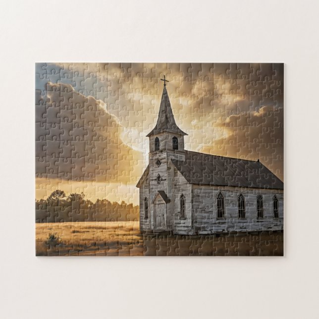 Ländliche Kirche Sonnenaufgang Christlich (Horizontal)