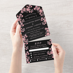 Ländliche Kirschblüten Japanische Blumen Rosa Saku All In One Einladung