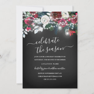 Ländliche Kreidetafel Burgunder Floral Weihnachten Einladung