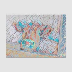 Ländliche Kuh im Stall Rustikale Mosaik-Kunst Lust Seidenpapier