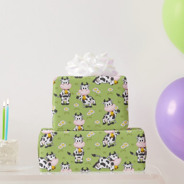 Ländliche Kühe  Geschenkpapier (Partygeschenke)